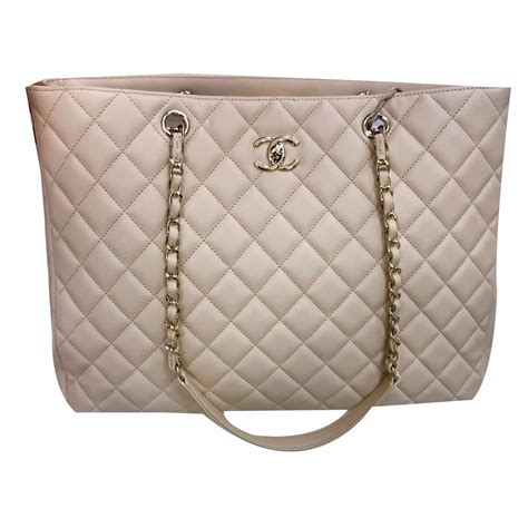 chanel grand shopping bag beige black|large Chanel shoulder bag.